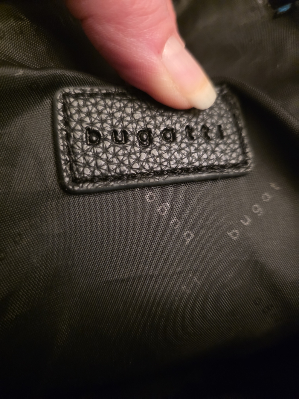 Bugatti Black Pebbled Faux Leather Drawstring Laptop Backpack - Picture 12 of 13
